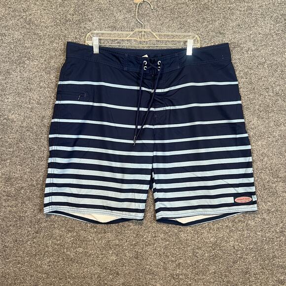 Vineyard Vines Swim Trunks Mens 40 Blue Striped Board Shorts Lightweight - Picture 2 of 9
